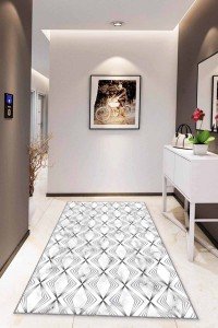 Silver Mermer Desenli Kaymaz Tabanlı Dekoratif Halı RV019 Silver Mermer Desenli Kaymaz Tabanlı Dekoratif Halı RV019