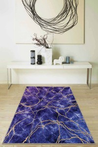 Mor Mermer Görünümlü Kaymaz Tabanlı Dekoratif Halı RV125 Mor Mermer Görünümlü Kaymaz Tabanlı Dekoratif Halı RV125