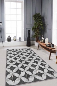 Gri Mermer Görünümlü Kaymaz Tabanlı Dekoratif Halı RV134 Gri Mermer Görünümlü Kaymaz Tabanlı Dekoratif Halı RV134