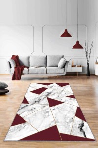 Kırmızı Mermer Görünümlü Kaymaz Tabanlı Dekoratif Halı RV167 Kırmızı Mermer Görünümlü Kaymaz Tabanlı Dekoratif Halı RV167