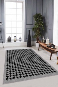 Gri Kazayağı Kaymaz Tabanlı Makinede Yıkanabilir Halı RV177 Gri Kazayağı Kaymaz Tabanlı Makinede Yıkanabilir Halı RV177