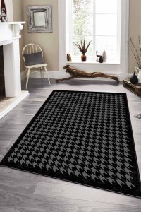 Siyah Kazayağı Kaymaz Taban Makinede Yıkanabilir Halı RV178 Siyah Kazayağı Kaymaz Taban Makinede Yıkanabilir Halı RV178