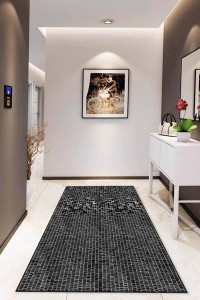 Siyah Sade Desensiz Kaymaz Tabanlı Dekoratif Halı RV208 Siyah Sade Desensiz Kaymaz Tabanlı Dekoratif Halı RV208