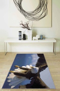 Mavi Kartal Desenli Kaymaz Tabanlı Dekoratif Halı RV321 Mavi Kartal Desenli Kaymaz Tabanlı Dekoratif Halı RV321