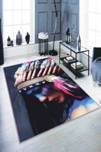 Pembe Kızıl Derili Temalı Kaymaz Taban Yıkanan Halı RV329 Pembe Kızıl Derili Temalı Kaymaz Taban Yıkanan Halı RV329