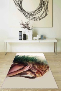 Yeşil Kızıl Derili Kız Kaymaz Taban Yıkanabilir Halı RV331 Yeşil Kızıl Derili Kız Kaymaz Taban Yıkanabilir Halı RV331