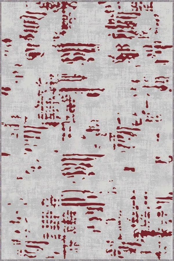 Gri Kırmızı Halı Kırmızı Vintage Kaymaz Taban Makinede Yıkanabilir Halı DR001