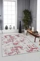 Gri Kırmızı Halı Kırmızı Vintage Kaymaz Taban Makinede Yıkanabilir Halı DR001