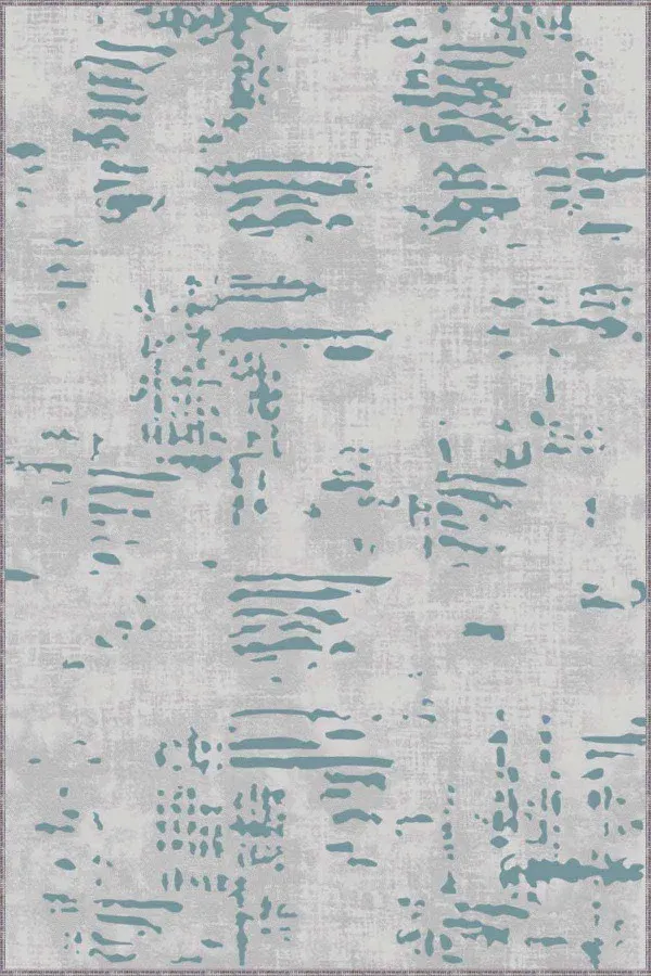 Turkuaz Koltuğa Uygun Halı Rengi Turkuaz Vintage Kaymaz Taban Makinede Yıkanabilir Halı DR007