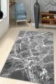 Mermer Desenli Salon Halısı Gri Mermer Görünümlü Kaymaz Tabanlı Dekoratif Halı MER01