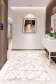 Mermer Desenli Salon Halısı Siyah Mermer Görünümlü Kaymaz Tabanlı Dekoratif Halı RV021