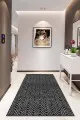 Tek Renk Salon Halıları Siyah Sade Desensiz Kaymaz Tabanlı Dekoratif Halı RV205