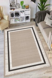 Bej Kaymaz Tabanlı Çerçeveli Salon Halısı AR1420 Bej Kaymaz Tabanlı Çerçeveli Salon Halısı AR1420