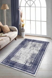 Lacivert Çerçeveli Kaymaz Tabanlı Dekoratif Halı AR167 Lacivert Çerçeveli Kaymaz Tabanlı Dekoratif Halı AR167