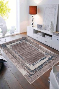 Bej Mavi Modern Klasik Kaymaz Tabanlı Dekoratif Halı AR216 Bej Mavi Modern Klasik Kaymaz Tabanlı Dekoratif Halı AR216