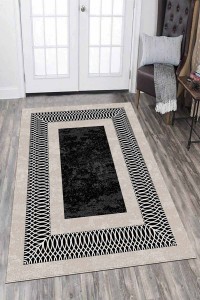 Füme Çerçeveli Kaymaz Taban Makinede Yıkanabilir Halı AR695 Füme Çerçeveli Kaymaz Taban Makinede Yıkanabilir Halı AR695