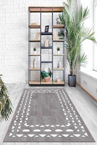 Gri Çerçeveli Kaymaz Tabanlı Makinede Yıkanabilir Halı AR930 Gri Çerçeveli Kaymaz Tabanlı Makinede Yıkanabilir Halı AR930