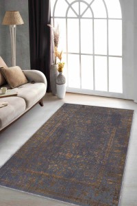 Antrasit Vintage Kaymaz Tabanlı Dekoratif Halı KR024 Antrasit Vintage Kaymaz Tabanlı Dekoratif Halı KR024