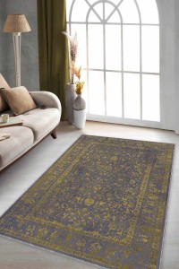 Sarı Vintage Kaymaz Tabanlı Makinede Yıkanabilir Halı KR026 Sarı Vintage Kaymaz Tabanlı Makinede Yıkanabilir Halı KR026