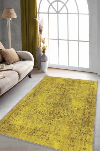 Hardal Vintage Kaymaz Taban Makinede Yıkanabilir Halı KR028 Hardal Vintage Kaymaz Taban Makinede Yıkanabilir Halı KR028