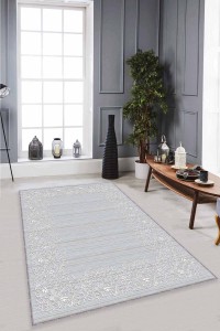 Gri Çerçeveli Kaymaz Tabanlı Makinede Yıkanabilir Halı MK53 Gri Çerçeveli Kaymaz Tabanlı Makinede Yıkanabilir Halı MK53