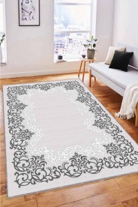 Gri Çerçeveli Kaymaz Tabanlı Makinede Yıkanabilir Halı MK59 Gri Çerçeveli Kaymaz Tabanlı Makinede Yıkanabilir Halı MK59