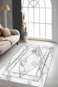 Silver Çerçeveli Kaymaz Tabanlı Dekoratif Halı RV003 Silver Çerçeveli Kaymaz Tabanlı Dekoratif Halı RV003