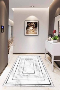 Silver Çerçeveli Kaymaz Tabanlı Dekoratif Halı RV007 Silver Çerçeveli Kaymaz Tabanlı Dekoratif Halı RV007