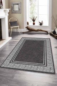 Gri Çerçeveli Kaymaz Tabanlı Makinede Yıkanabilir Halı RV043 Gri Çerçeveli Kaymaz Tabanlı Makinede Yıkanabilir Halı RV043