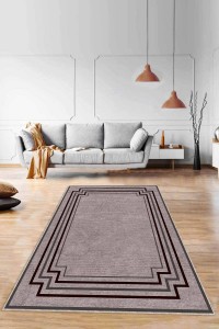 Bej Çerçeveli Kaymaz Tabanlı Makinede Yıkanabilir Halı RV051 Bej Çerçeveli Kaymaz Tabanlı Makinede Yıkanabilir Halı RV051