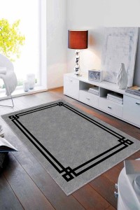 Gri Çerçeveli Kaymaz Tabanlı Makinede Yıkanabilir Halı RV060 Gri Çerçeveli Kaymaz Tabanlı Makinede Yıkanabilir Halı RV060