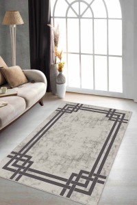 Bej Çerçeveli Kaymaz Tabanlı Makinede Yıkanabilir Halı RV071 Bej Çerçeveli Kaymaz Tabanlı Makinede Yıkanabilir Halı RV071