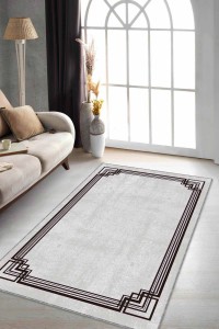 Bej Çerçeveli Kaymaz Tabanlı Makinede Yıkanabilir Halı RV075 Bej Çerçeveli Kaymaz Tabanlı Makinede Yıkanabilir Halı RV075