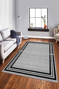 Gri Çerçeveli Kaymaz Tabanlı Makinede Yıkanabilir Halı RV081 Gri Çerçeveli Kaymaz Tabanlı Makinede Yıkanabilir Halı RV081
