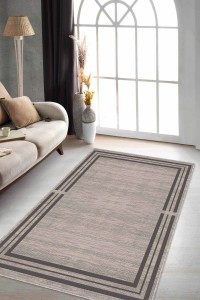 Bej Çerçeveli Kaymaz Tabanlı Makinede Yıkanabilir Halı RV083 Bej Çerçeveli Kaymaz Tabanlı Makinede Yıkanabilir Halı RV083