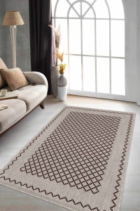 Bej Geometrik Kaymaz Tabanlı Makinede Yıkanabilir Halı RV175 Bej Geometrik Kaymaz Tabanlı Makinede Yıkanabilir Halı RV175