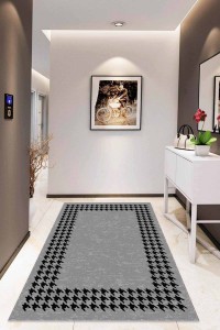 Gri Çerçeveli Kaymaz Tabanlı Makinede Yıkanabilir Halı RV179 Gri Çerçeveli Kaymaz Tabanlı Makinede Yıkanabilir Halı RV179