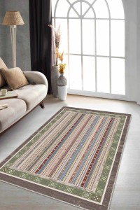 Yeşil Otantik Kaymaz Tabanlı Makinede Yıkanabilir Halı RV273 Yeşil Otantik Kaymaz Tabanlı Makinede Yıkanabilir Halı RV273