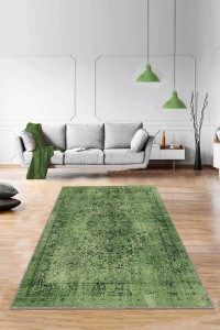 Yeşil Vintage Kaymaz Tabanlı Makinede Yıkanabilir Halı RV280 Yeşil Vintage Kaymaz Tabanlı Makinede Yıkanabilir Halı RV280