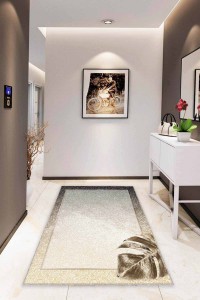 Bej Modern Klasik Kaymaz Tabanlı Dekoratif Halı RV356 Bej Modern Klasik Kaymaz Tabanlı Dekoratif Halı RV356