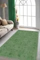 Salon Halısı Yeşil Yeşil Vintage Kaymaz Tabanlı Makinede Yıkanabilir Halı KR031