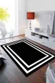 Siyah Salon Halısı Siyah Çerçeveli Kaymaz Taban Makinede Yıkanabilir Halı RV097
