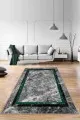 Salon Halısı Yeşil Yeşil Çerçeveli Kaymaz Taban Makinede Yıkanabilir Halı RV108