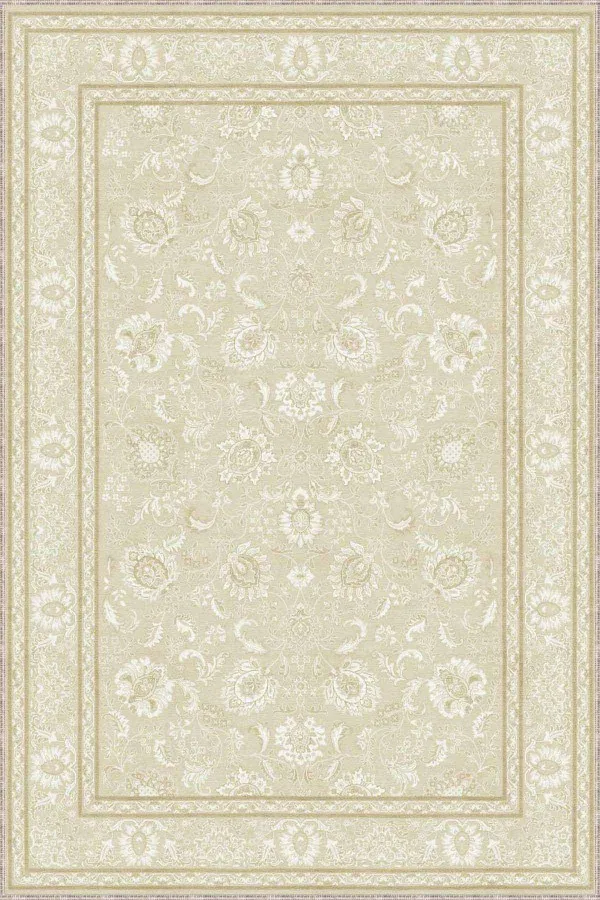 Salon Halısı Krem Krem Vintage Kaymaz Tabanlı Makinede Yıkanabilir Halı RV292