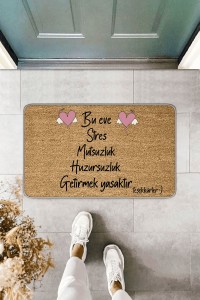 Bej Dışardan Stres Getirmek Yasaktır Kapı Önü Paspası KP01 Bej Dışardan Stres Getirmek Yasaktır Kapı Önü Paspası KP01