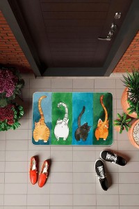 Çok Renkli Kedi Desenli Kapı Önü Paspası KP03 Çok Renkli Kedi Desenli Kapı Önü Paspası KP03