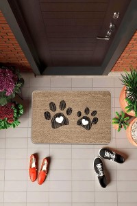 Bej Kedi Pati Desenli Kapı Önü Paspası KP08 Bej Kedi Pati Desenli Kapı Önü Paspası KP08