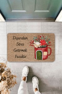 Bej Çiçekli Stres Getirmek Yasaktır Kapı Önü Paspası KP13 Bej Çiçekli Stres Getirmek Yasaktır Kapı Önü Paspası KP13