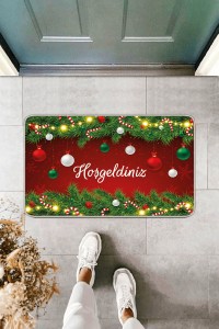 Kırmızı Yeni Yıl Temalı Hoşgeldiniz Kapı Önü Paspası KP19 Kırmızı Yeni Yıl Temalı Hoşgeldiniz Kapı Önü Paspası KP19
