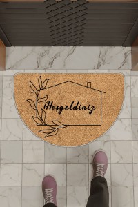 Bej Hoşgeldiniz Yuvarlak Kapı Önü Paspası KP37 Bej Hoşgeldiniz Yuvarlak Kapı Önü Paspası KP37